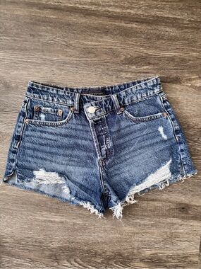 Aeropostale Women's Distressed Denim Cutoff Shorts - Dark Blue